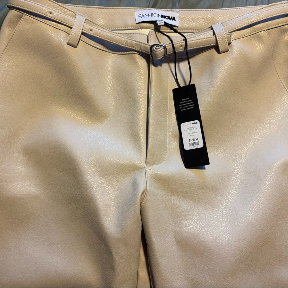 Nikita Faux Leather Pants - Stone